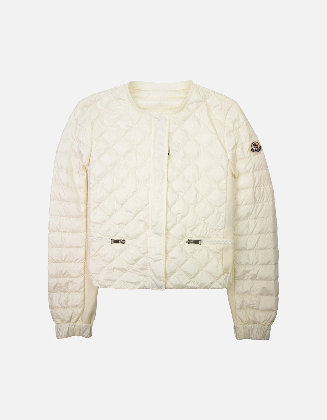 Moncler Women Barneville Short Down Jacket Off White 034, 5 of 4