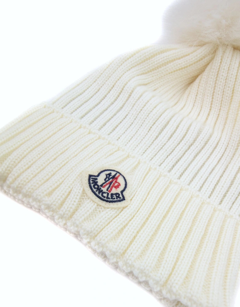 Moncler Women Berretto Pom Pom Wool Hat White 034