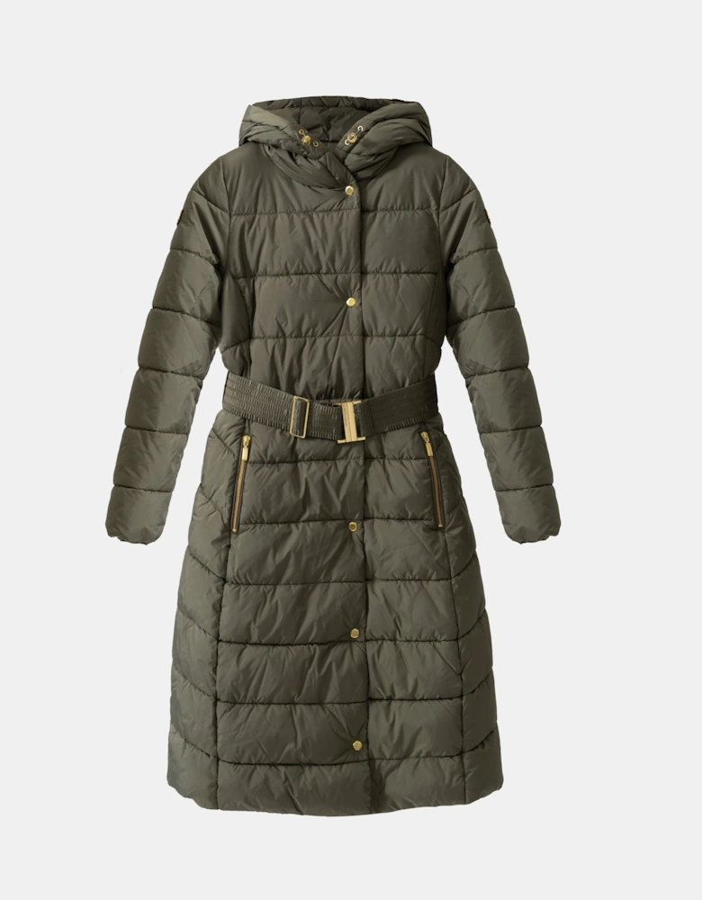 Track Line Long Quilted Jacket - Dusky Khaki