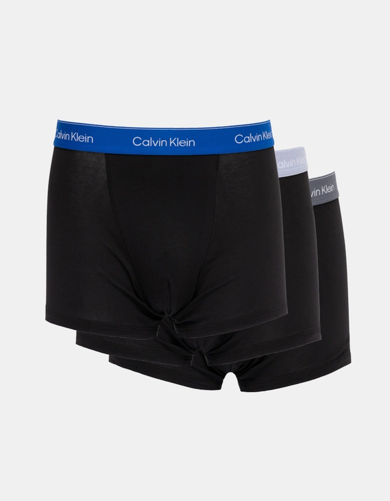 3 Pack Icon Cotton Stretch Relaxed Fit Trunks - Black w/ Royalty WB/Black w/ Casual