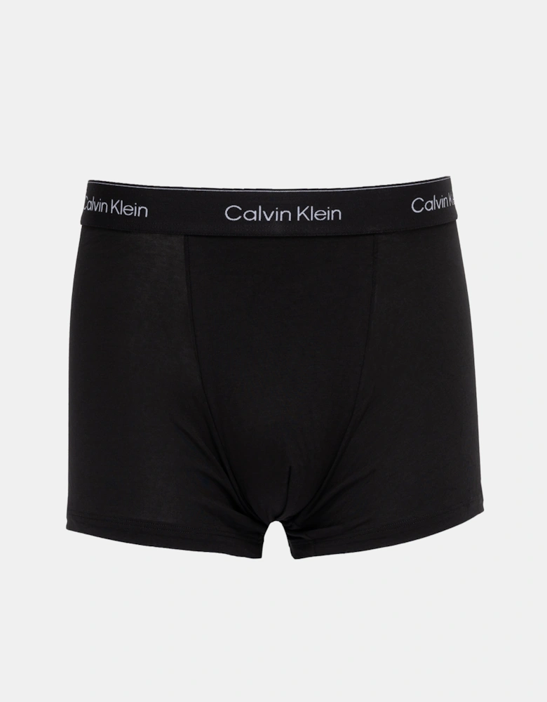 3 Pack Icon Cotton Stretch Mens Relaxed Fit Trunks - Black w/ Chalk Logo/Black w/ Currie