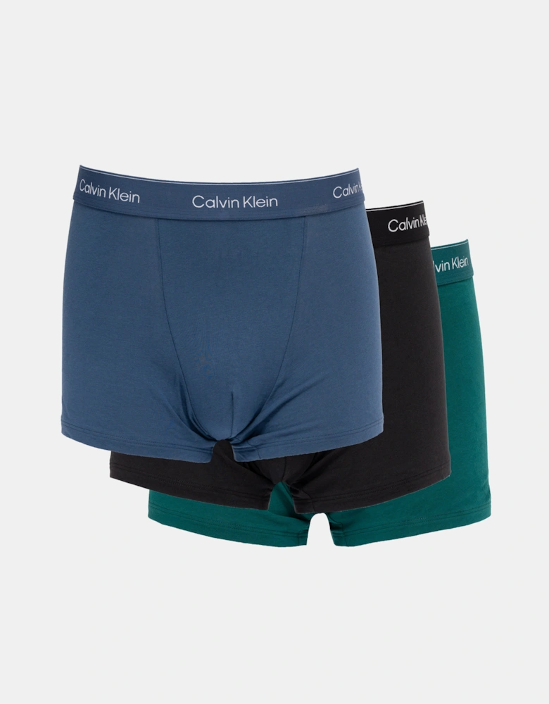 3 Pack Icon Cotton Stretch Mens Relaxed Fit Trunks - Turf w/ DTM WB/Black w/ DTM WB/Dark