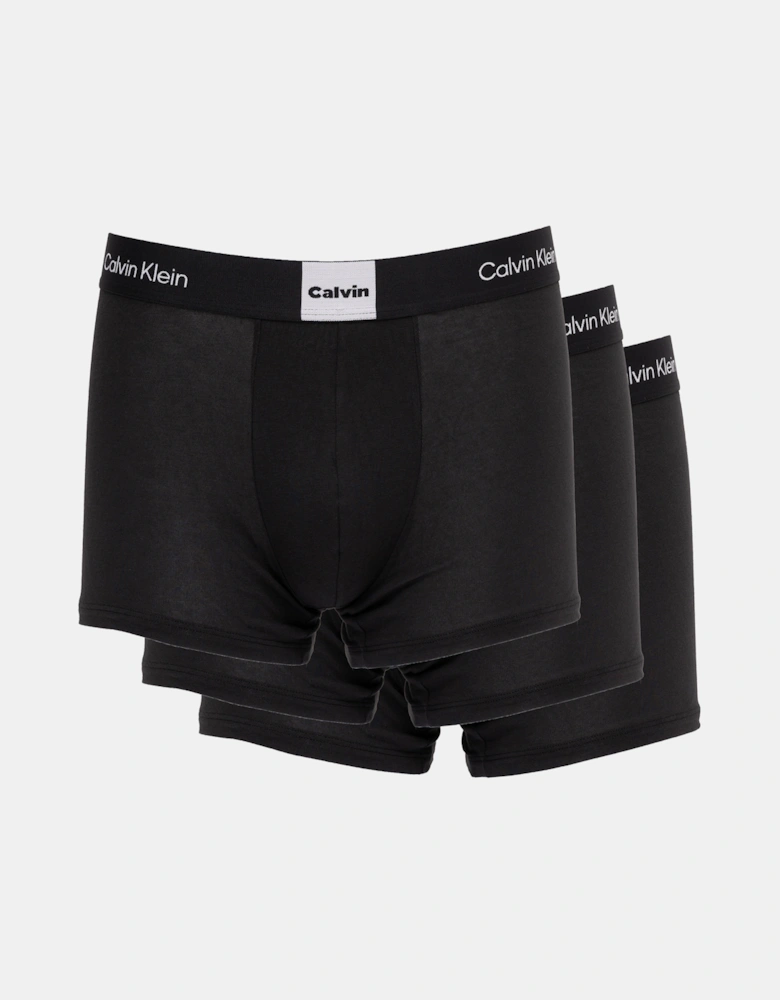 3 Pack Icon Logo Graphic Mens Trunks - Black