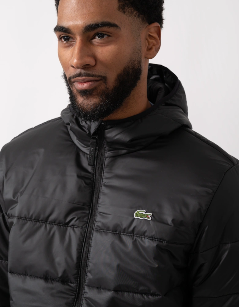 Lightweight Colorblock Mens Puffed Jacket - Black/Black C31
