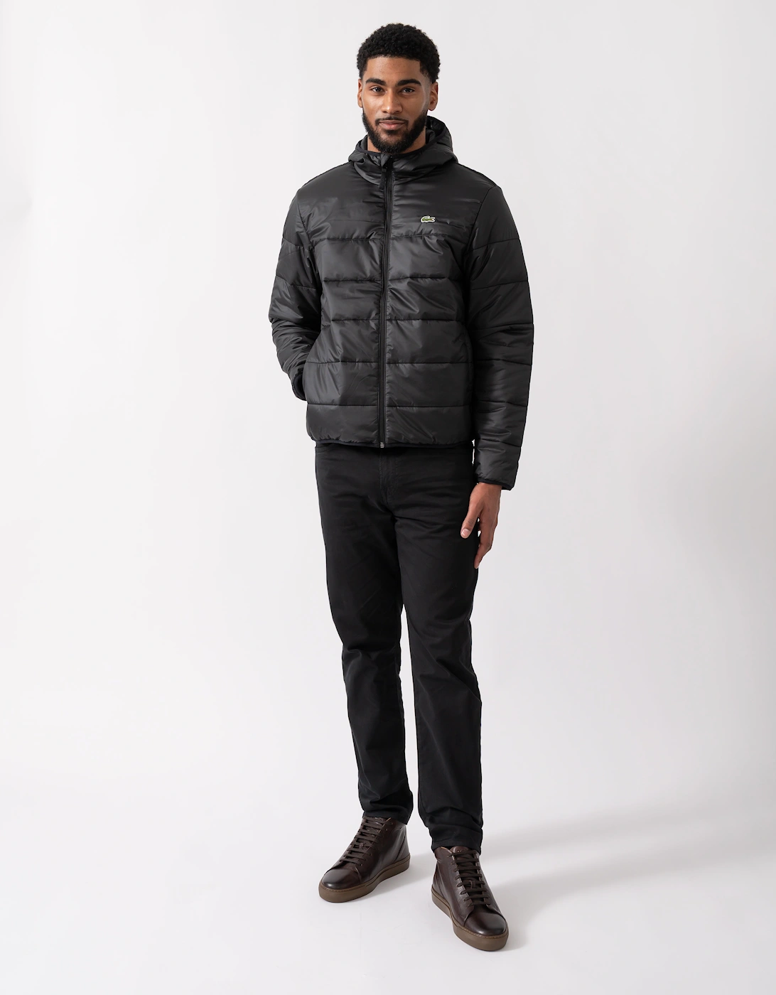 Lightweight Colorblock Mens Puffed Jacket - Black/Black C31