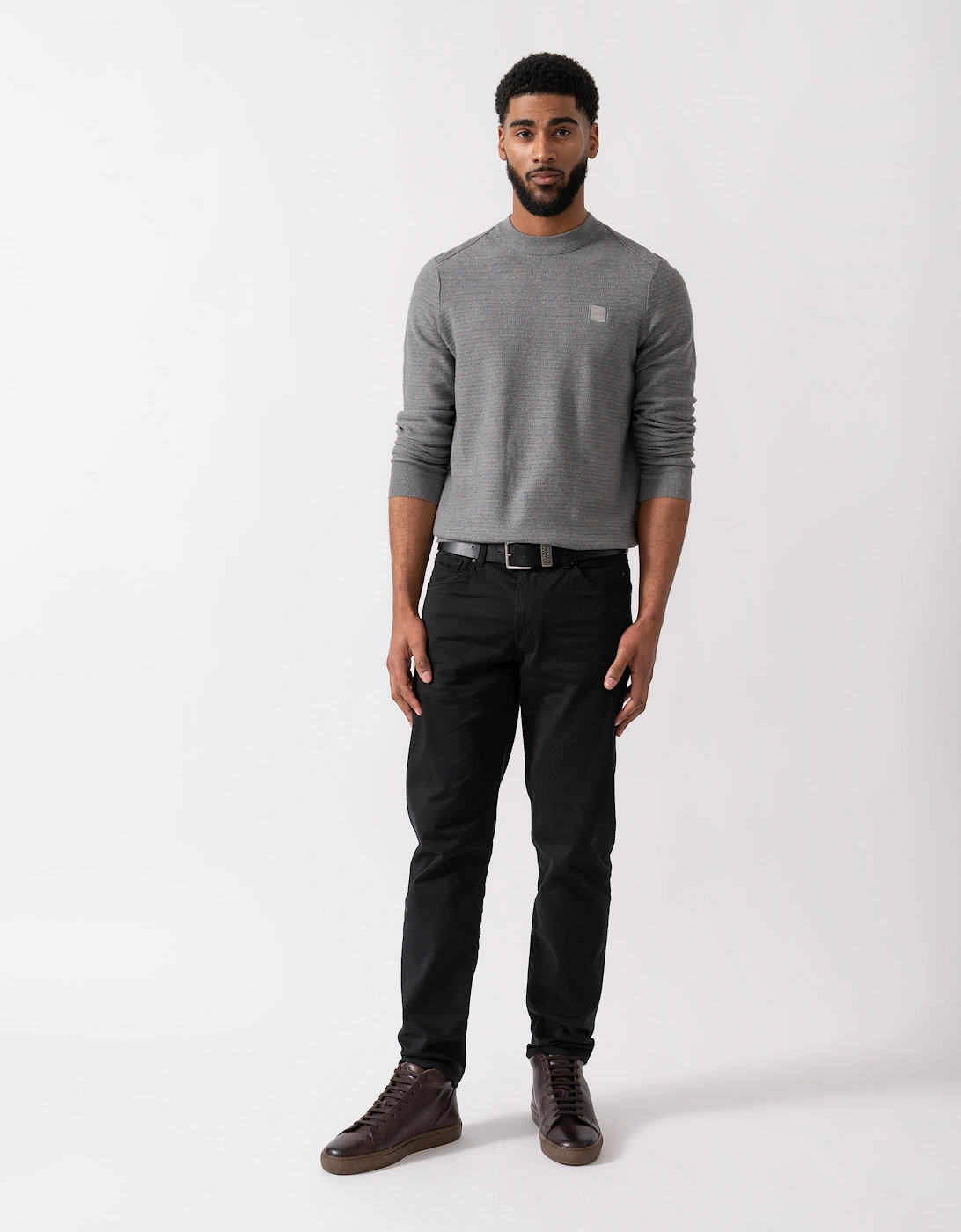 BOSS Orange Anion S Mens Crew Neck Jumper - Silver 041