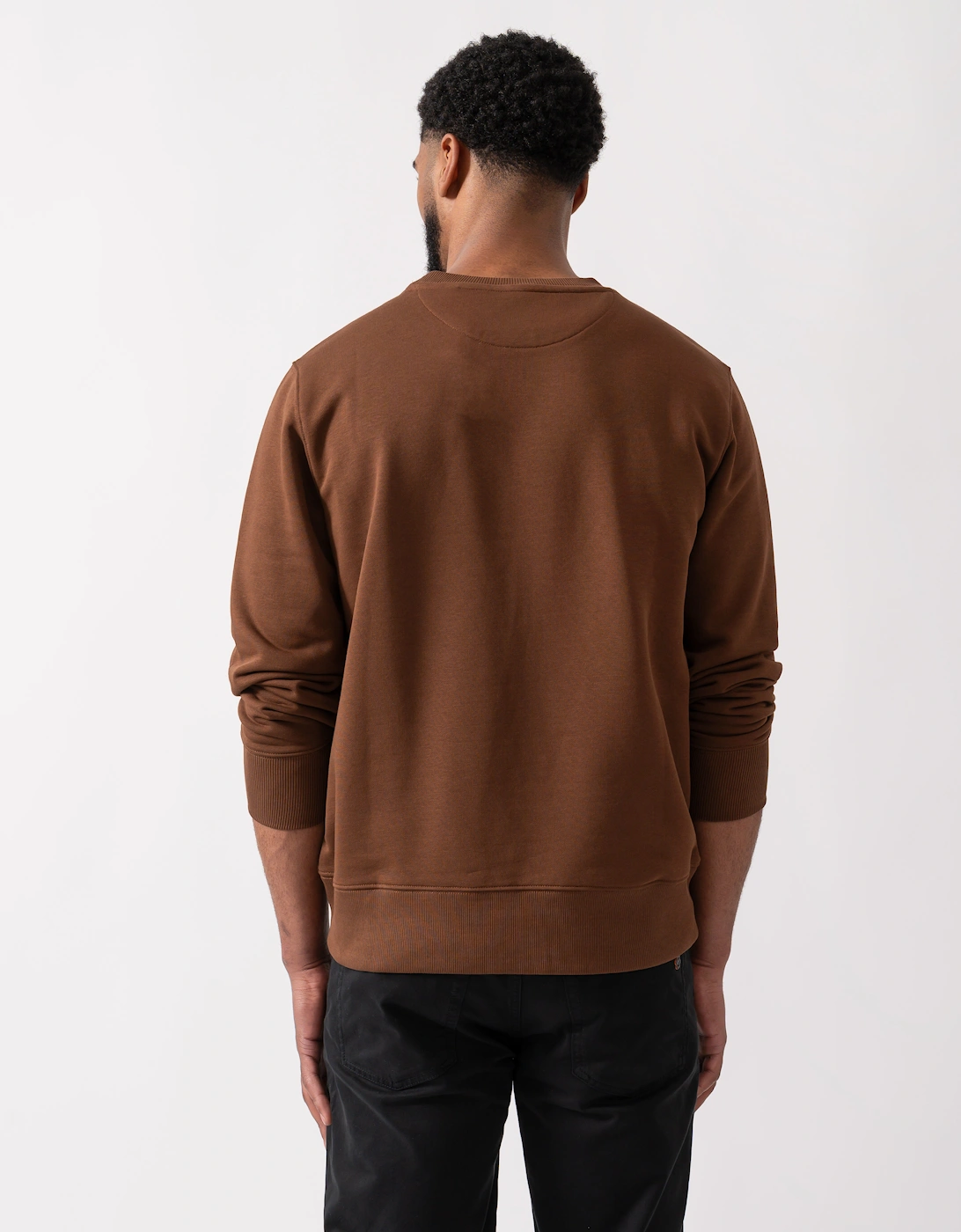 Mens Regular Fit Shield Logo Crew Neck Sweatshirt - 229 Mahogany Brown