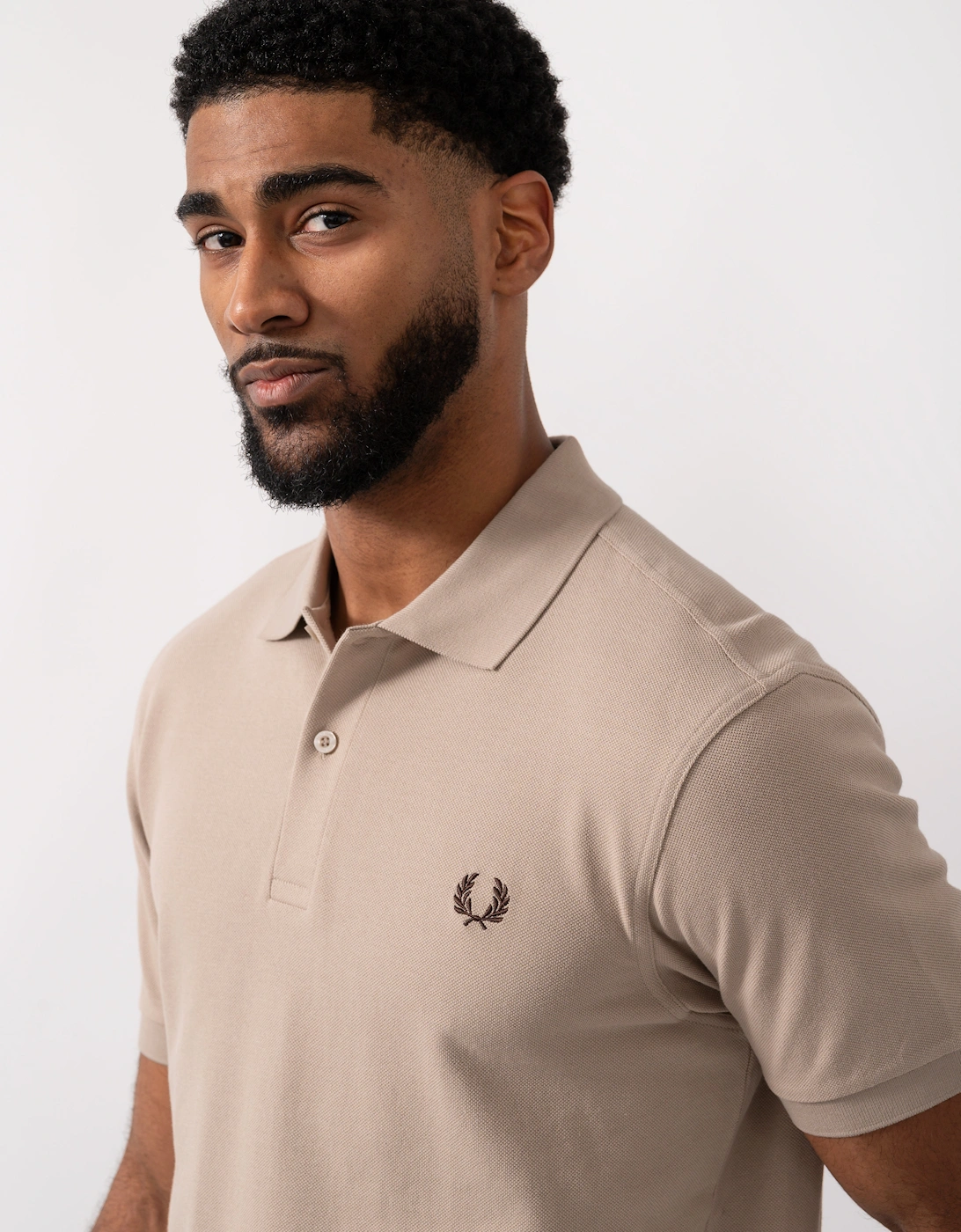 Mens Plain Signature Polo Shirt - Warm Oatmeal/Burnt Tobacco Z87