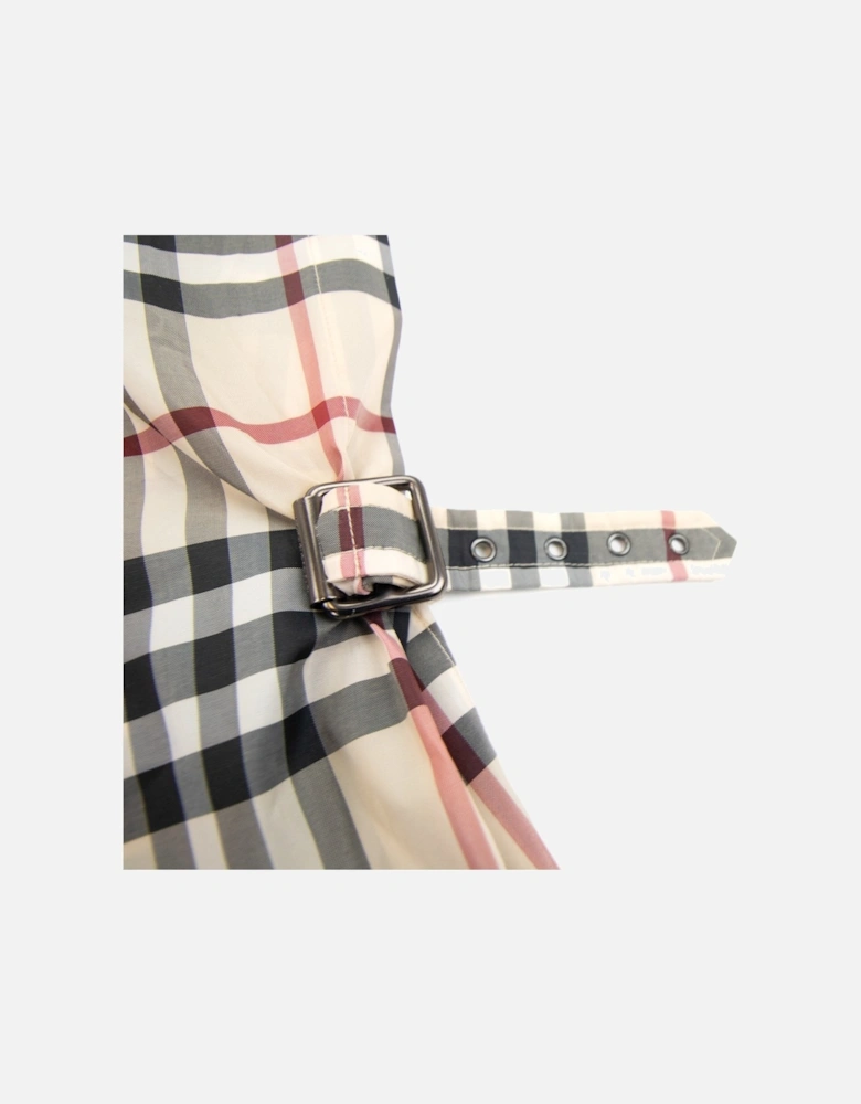 Check Hoodied Poncho Camel