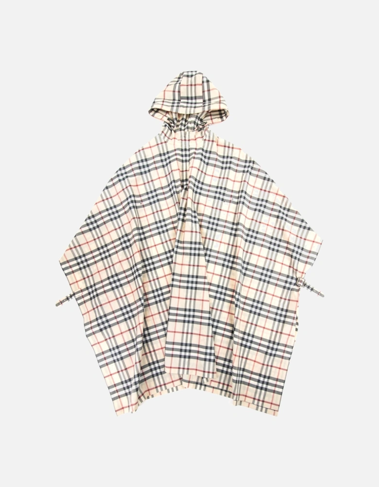 Check Hoodied Poncho Camel