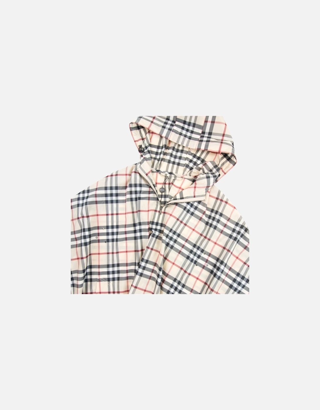 Check Hoodied Poncho Camel