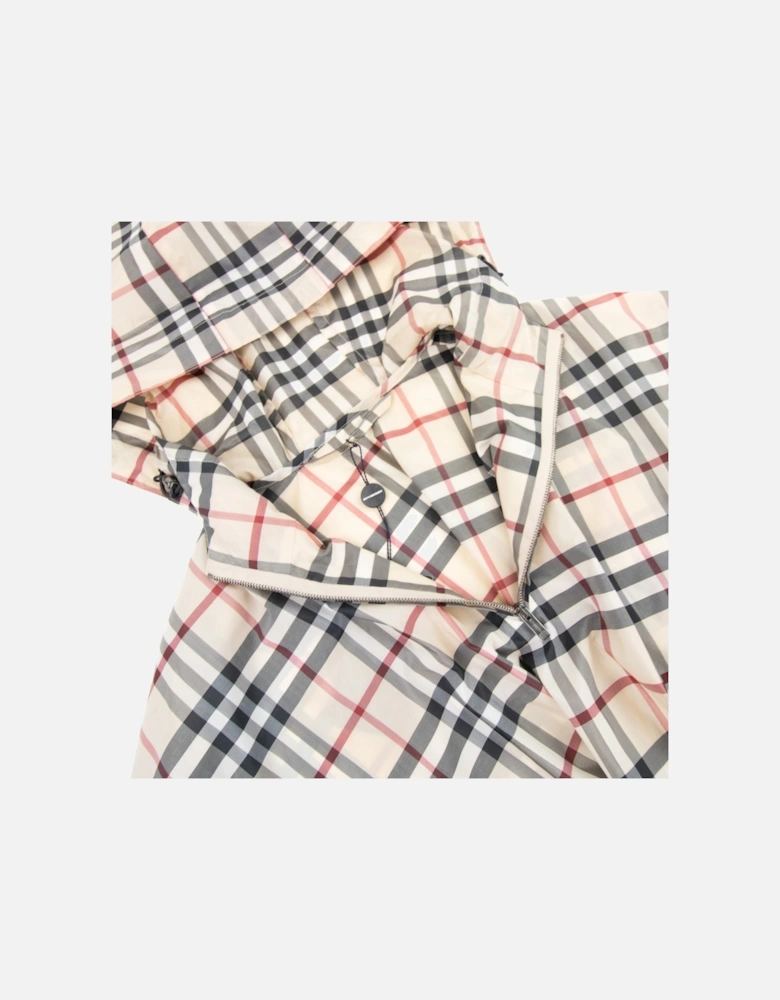 Check Hoodied Poncho Camel