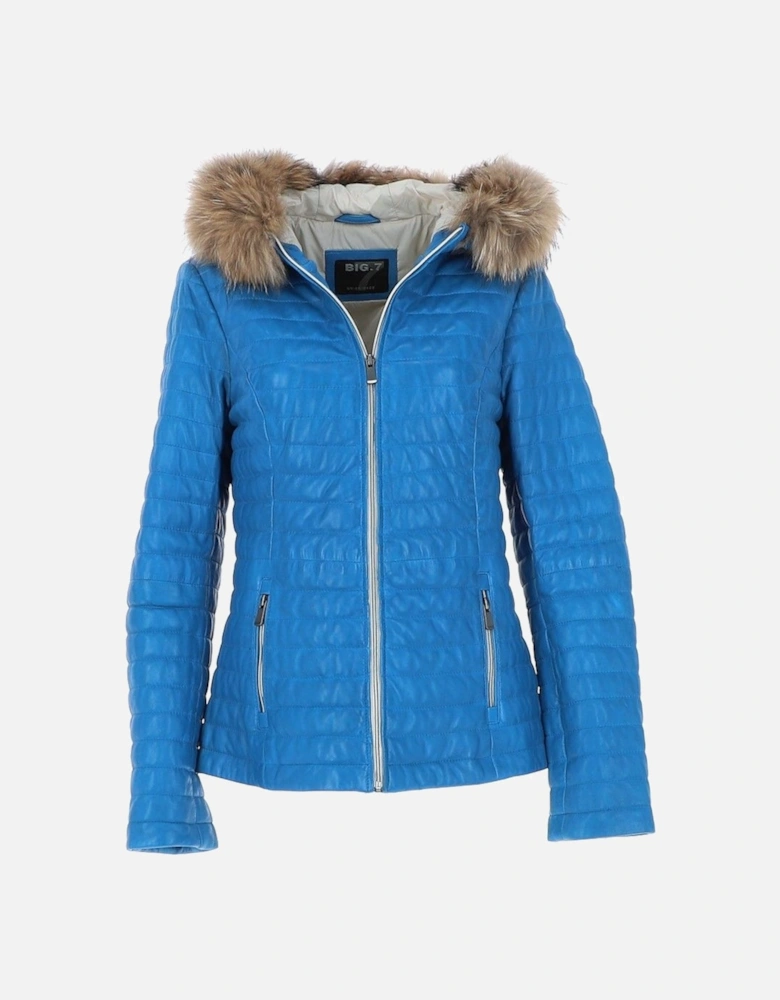 'Venezia' Fur Trim Hooded Real Leather Jacket