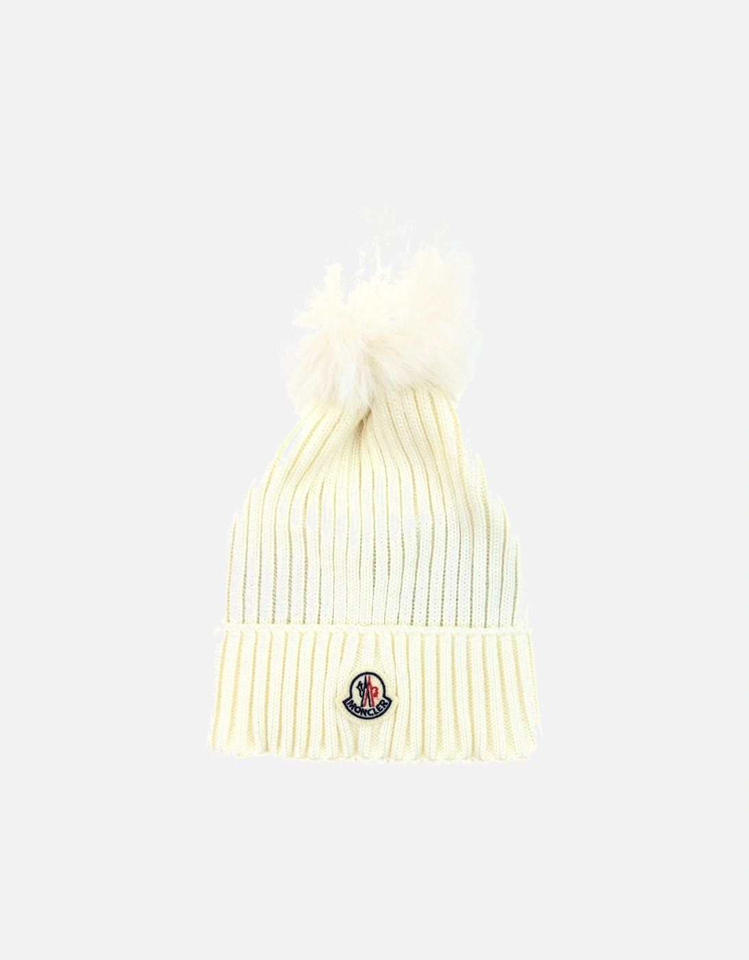 Moncler Women Berretto Pom Pom Wool Hat White 034, 3 of 2