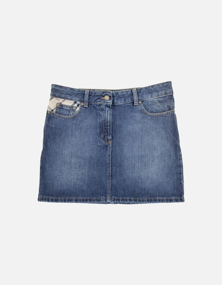Check Pocket Denim 190skirt Denim