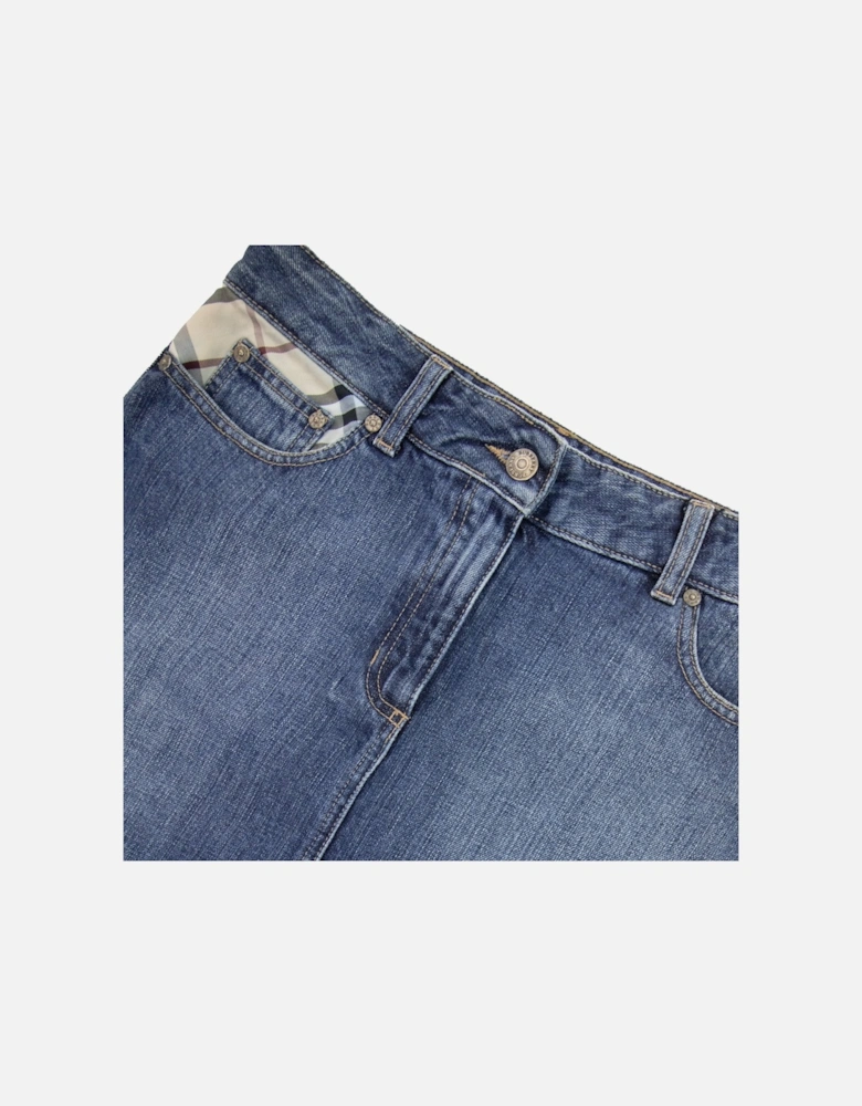 Check Pocket Denim 190skirt Denim