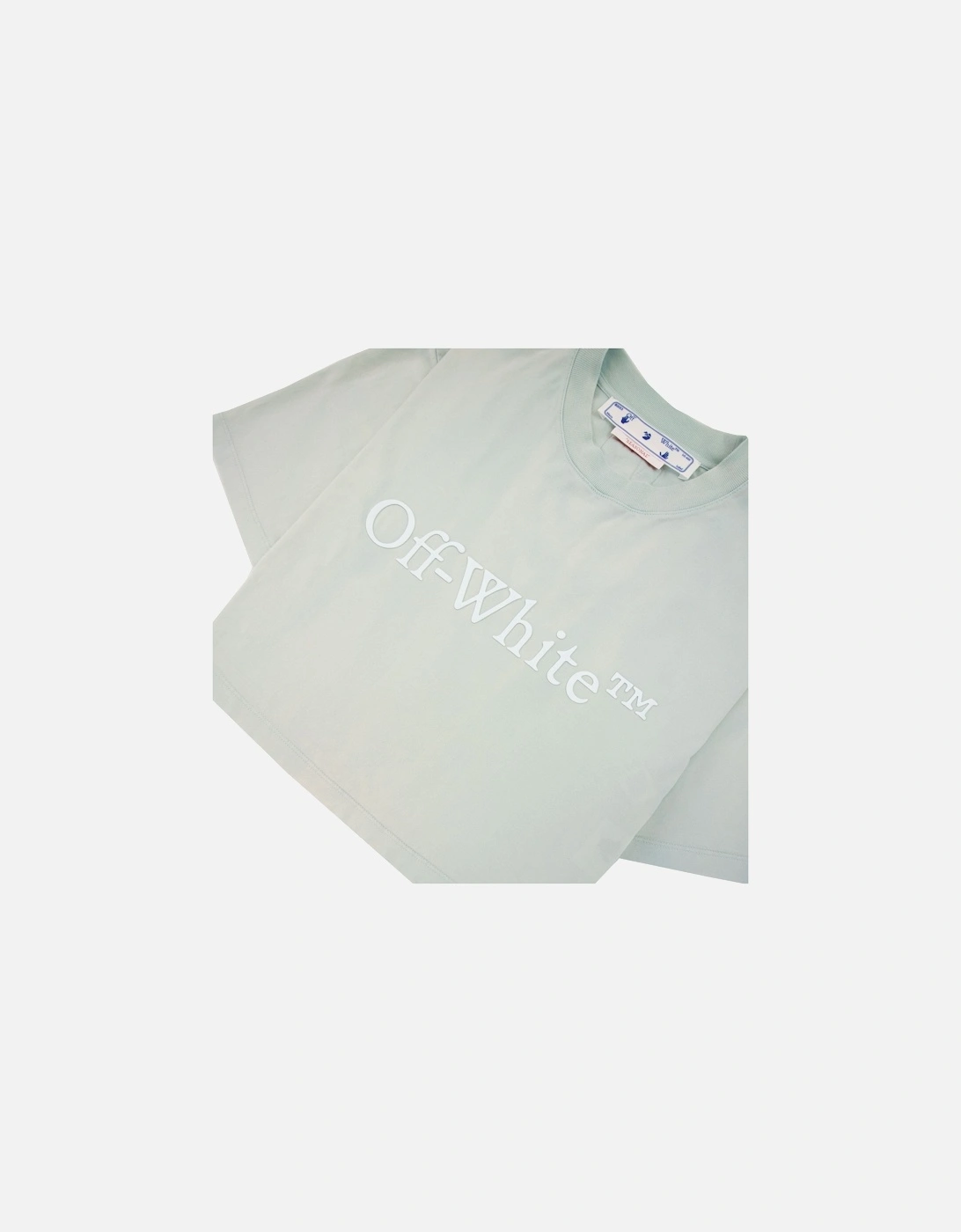 Off White Women Laundry Cropped T Shirt Light Blue