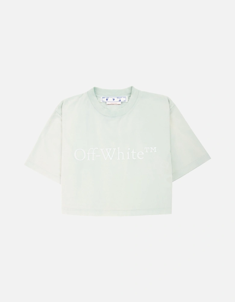 Off White Women Laundry Cropped T Shirt Light Blue