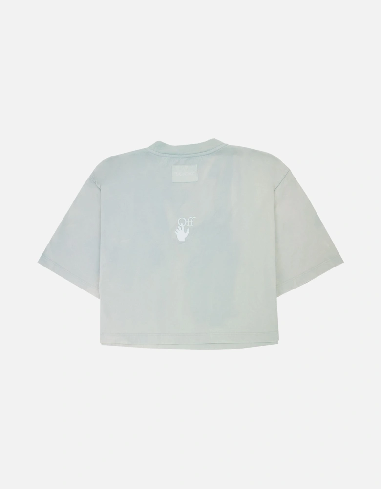 Off White Women Laundry Cropped T Shirt Light Blue