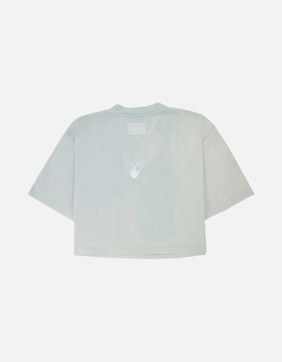 Off White Women Laundry Cropped T Shirt Light Blue