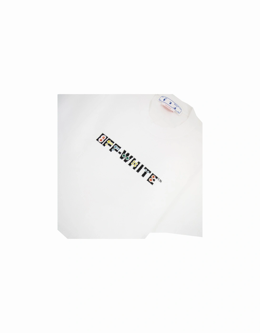 Off White Women Geometric Logo Cropped T Shirt White Multi