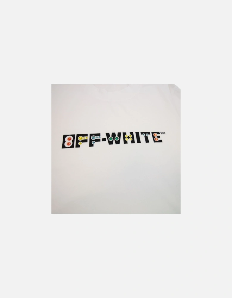 Off White Women Geometric Logo Cropped T Shirt White Multi