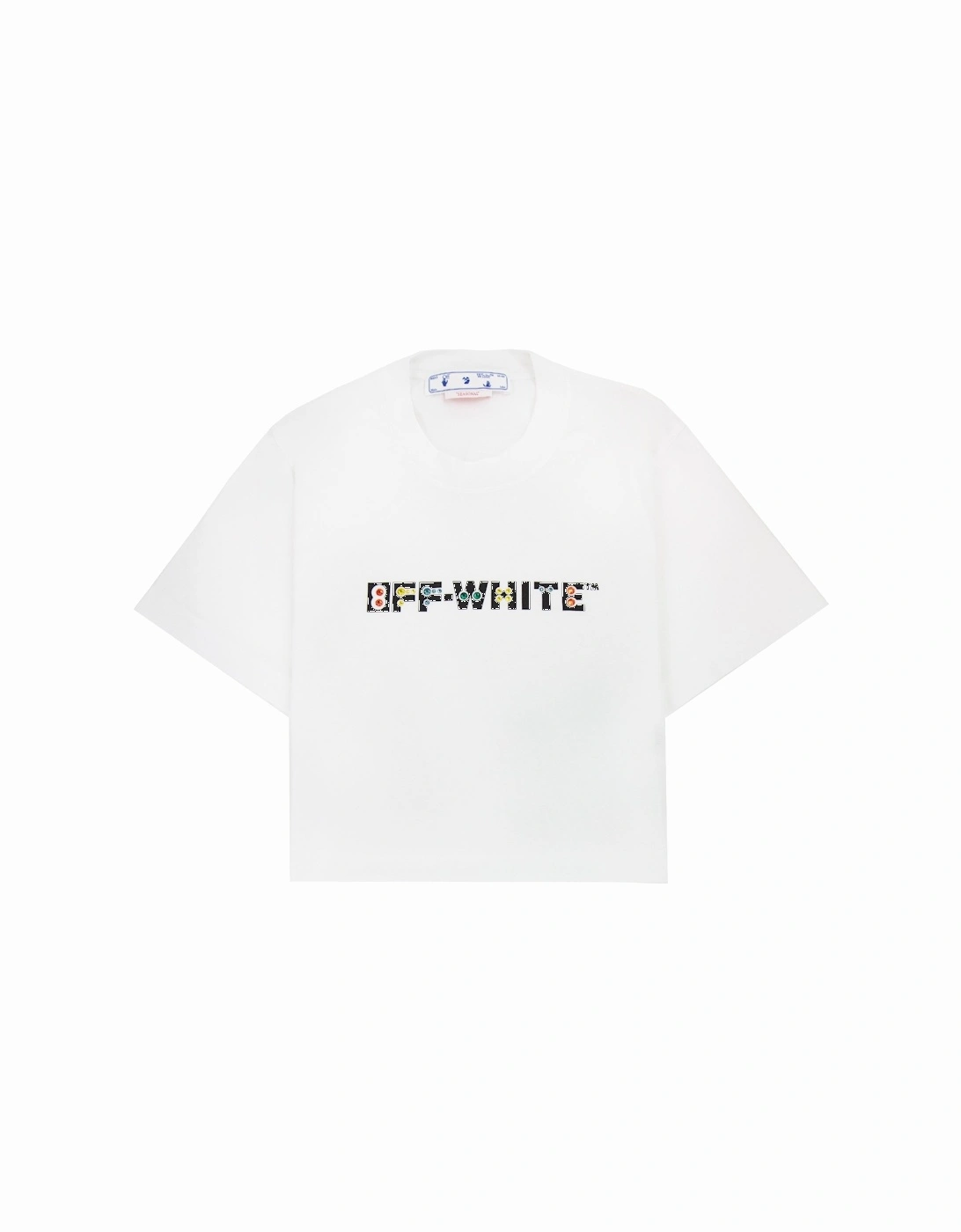 Off White Women Geometric Logo Cropped T Shirt White Multi, 5 of 4