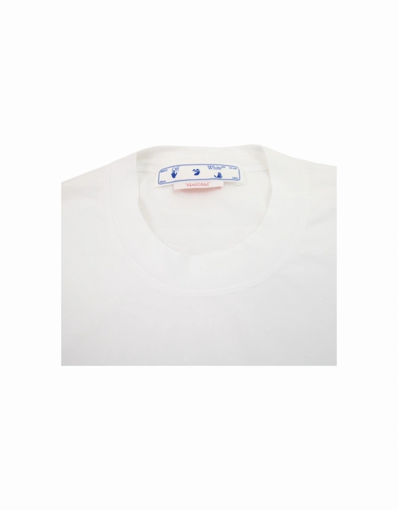 Off White Women Geometric Logo Cropped T Shirt White Multi