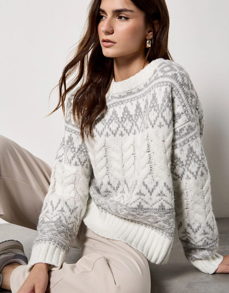 Fair Isle Cable Knit Jumper