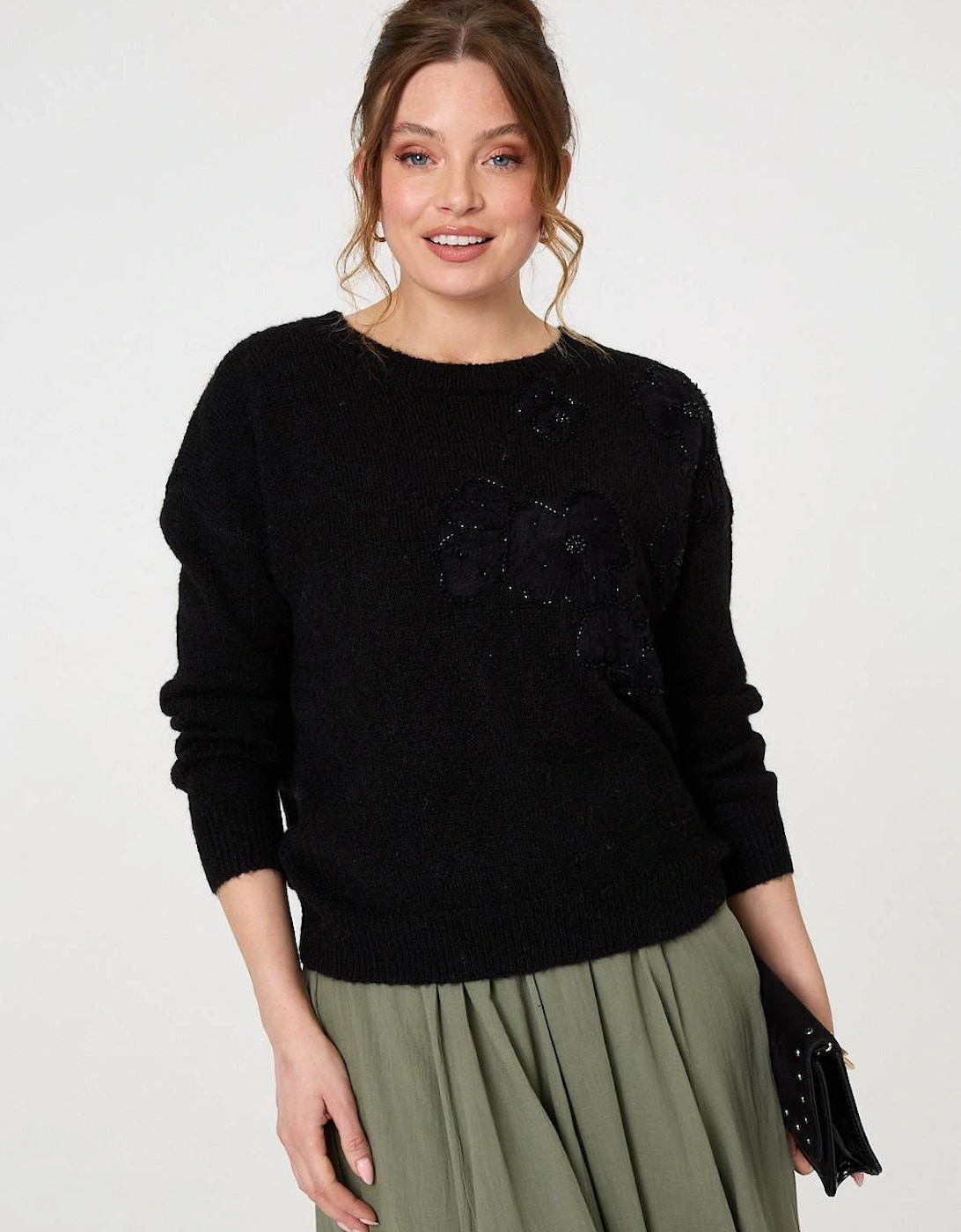 Floral Embellished Relaxed Jumper, 2 of 1