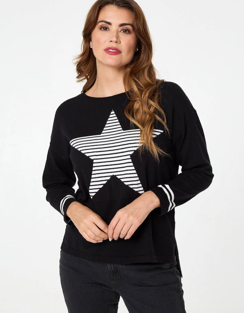 Star Print Long Sleeve Relaxed Top