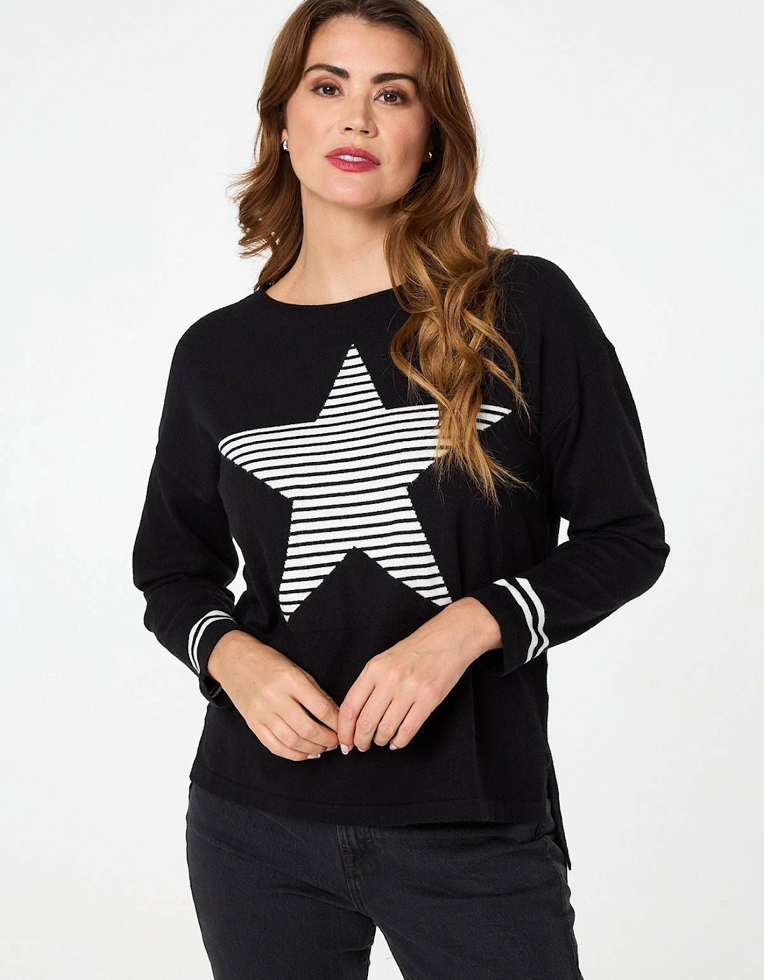 Star Print Long Sleeve Relaxed Top, 2 of 1