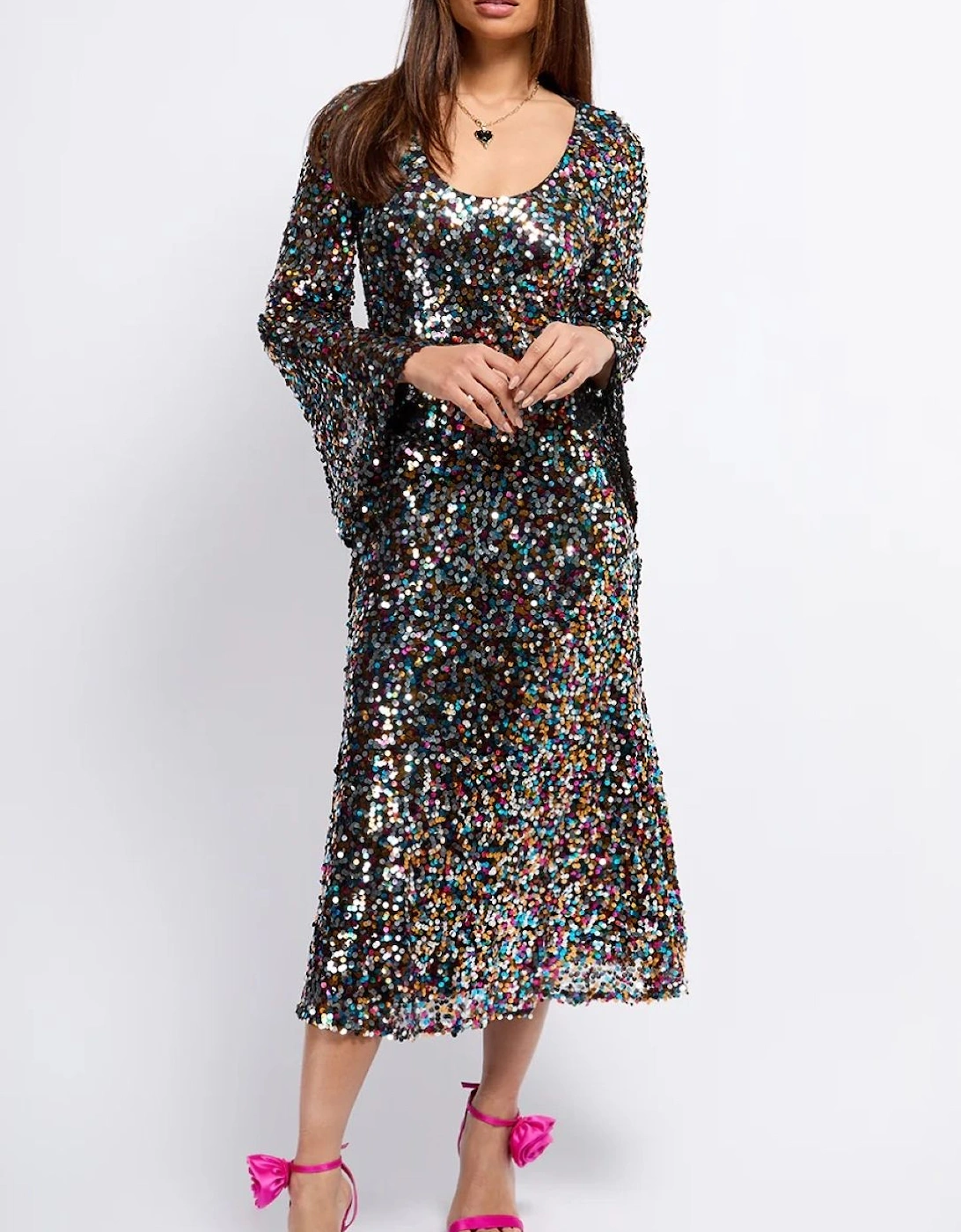 Multi Sequin Midaxi Dress, 2 of 1