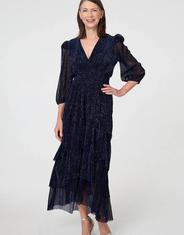 Sparkly Semi Sheer Texture Maxi Dress