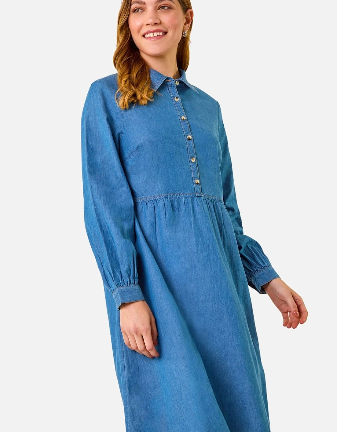 Denim Button Through Pocket Dress, 2 of 1