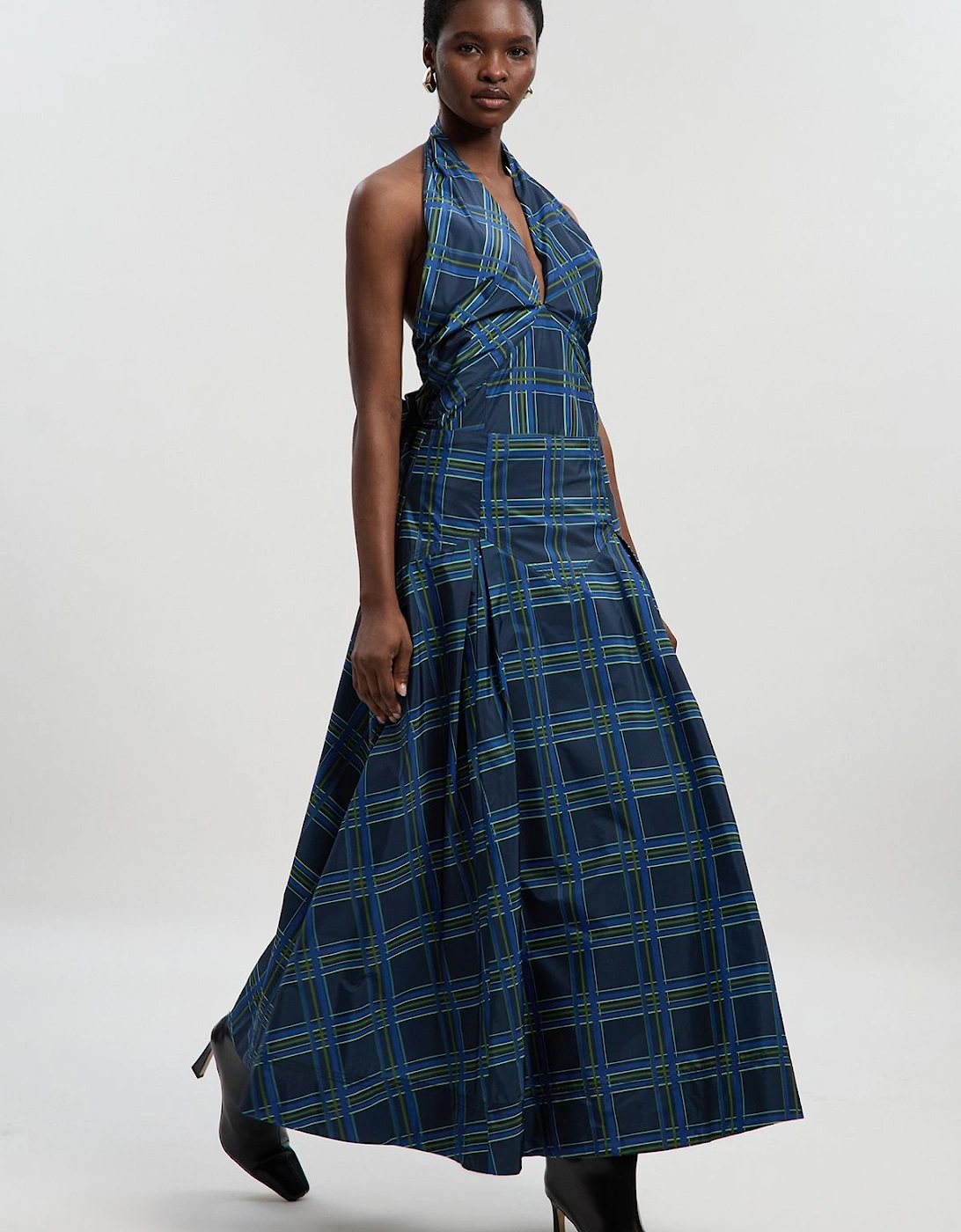 Check Print Taffeta Woven Maxi Skirt, 2 of 1