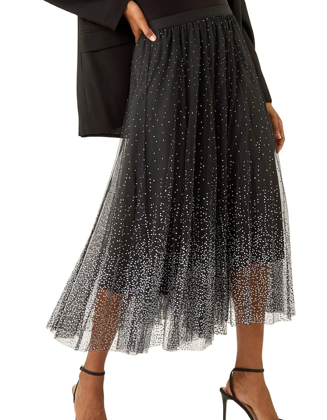 Polka Dot Print Elasticated Mesh Skirt, 2 of 1