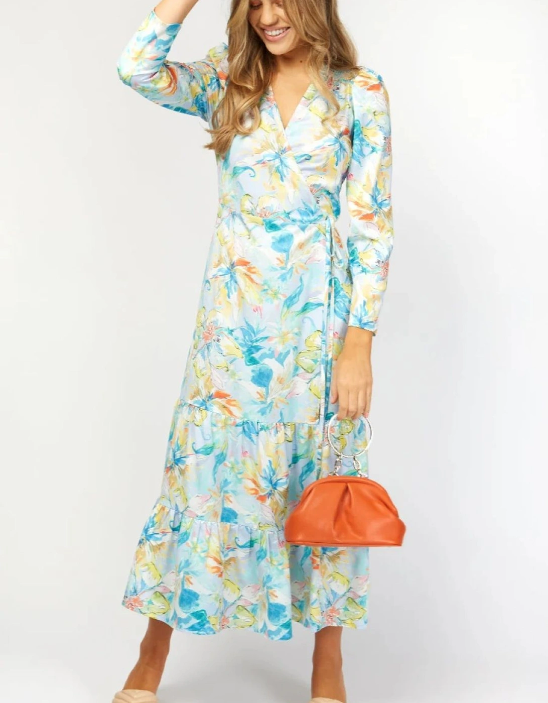 Cambridge Pastel Floral Print Wrap Maxi Dress, 2 of 1