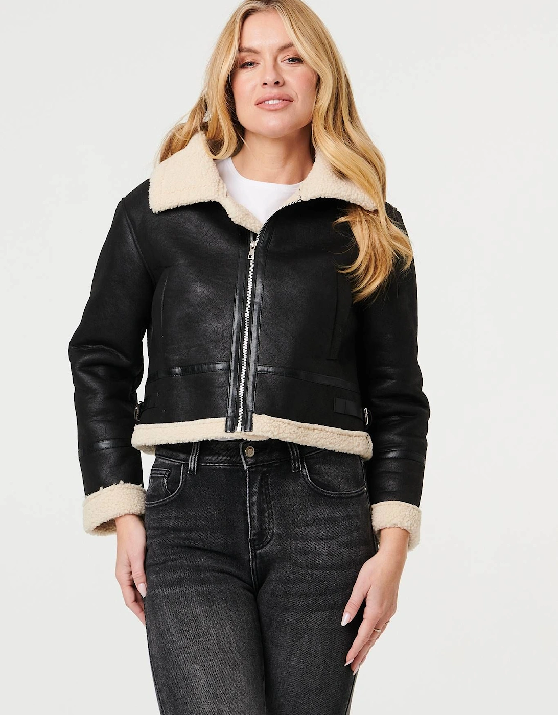 Faux Suede Teddy-Lined Cropped Jacket, 2 of 1