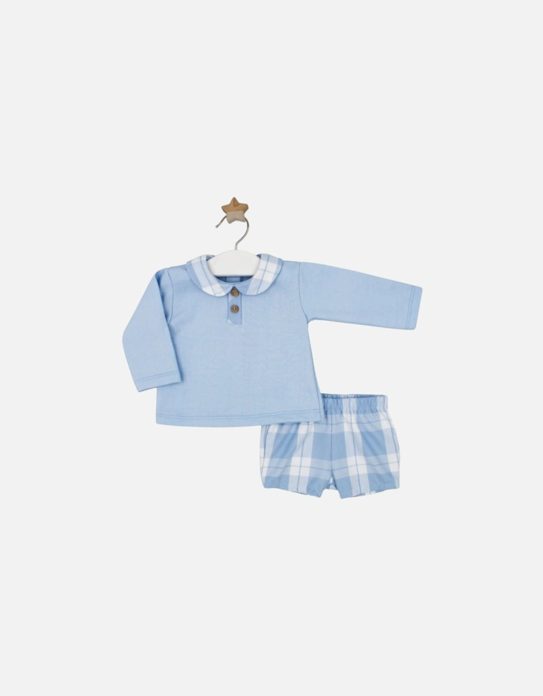 Boys Pale Blue Check Jam Pant Set