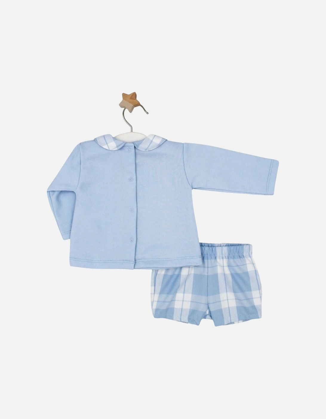 Boys Pale Blue Check Jam Pant Set