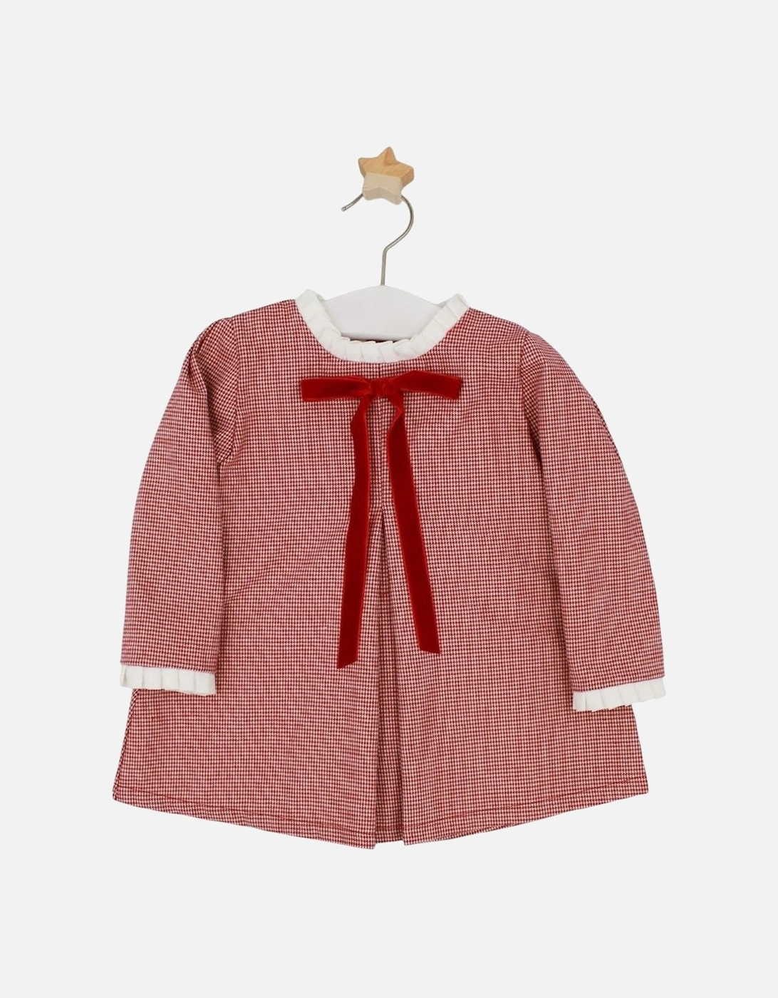 Girls Red Velvet Bow Collared Dress, 4 of 3