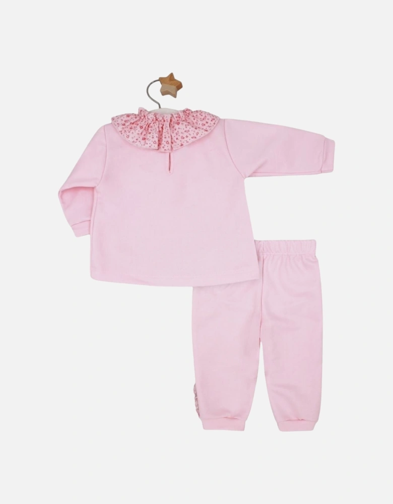 Girls Pale Pink Frill Collared Tracksuit