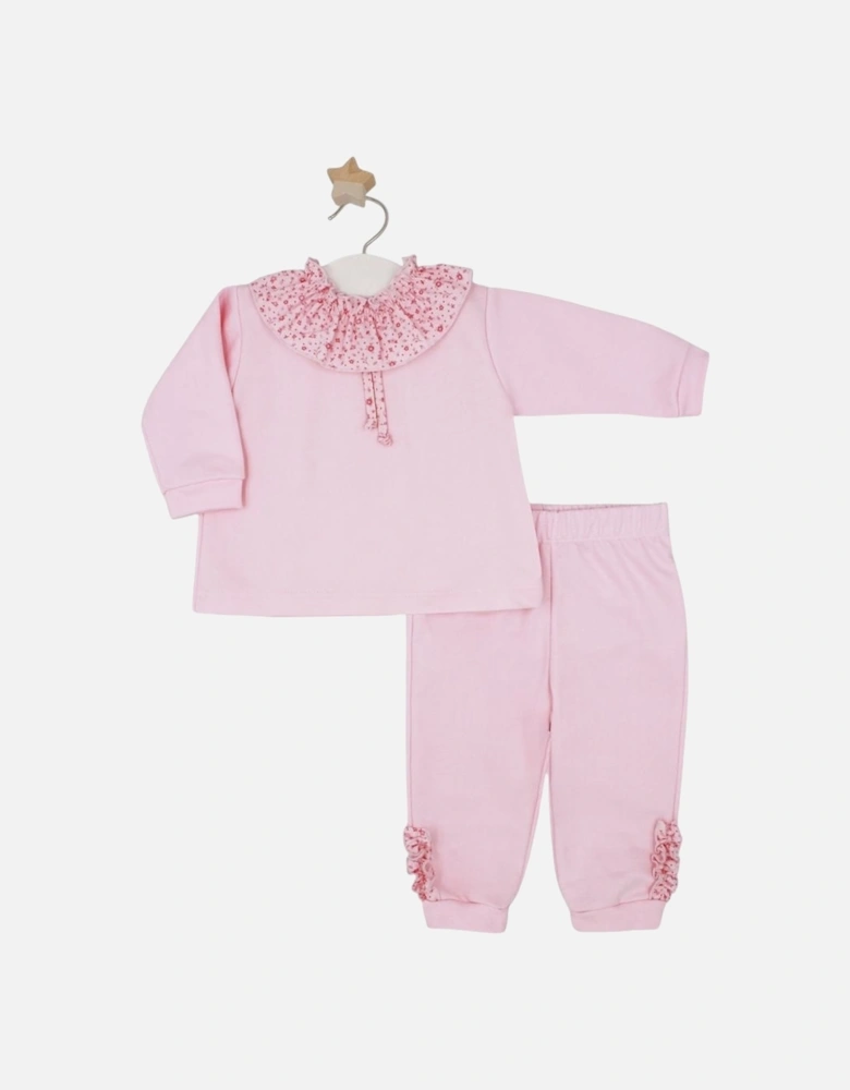 Girls Pale Pink Frill Collared Tracksuit