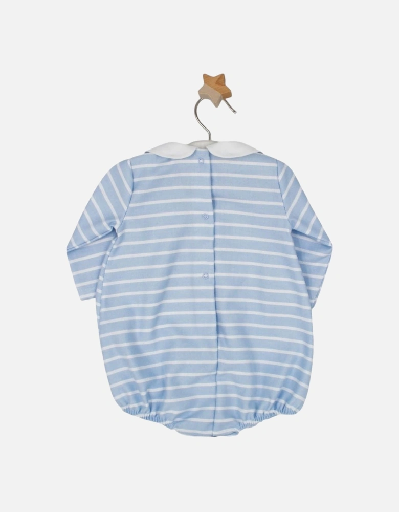 Boys Pale Blue Striped Romper