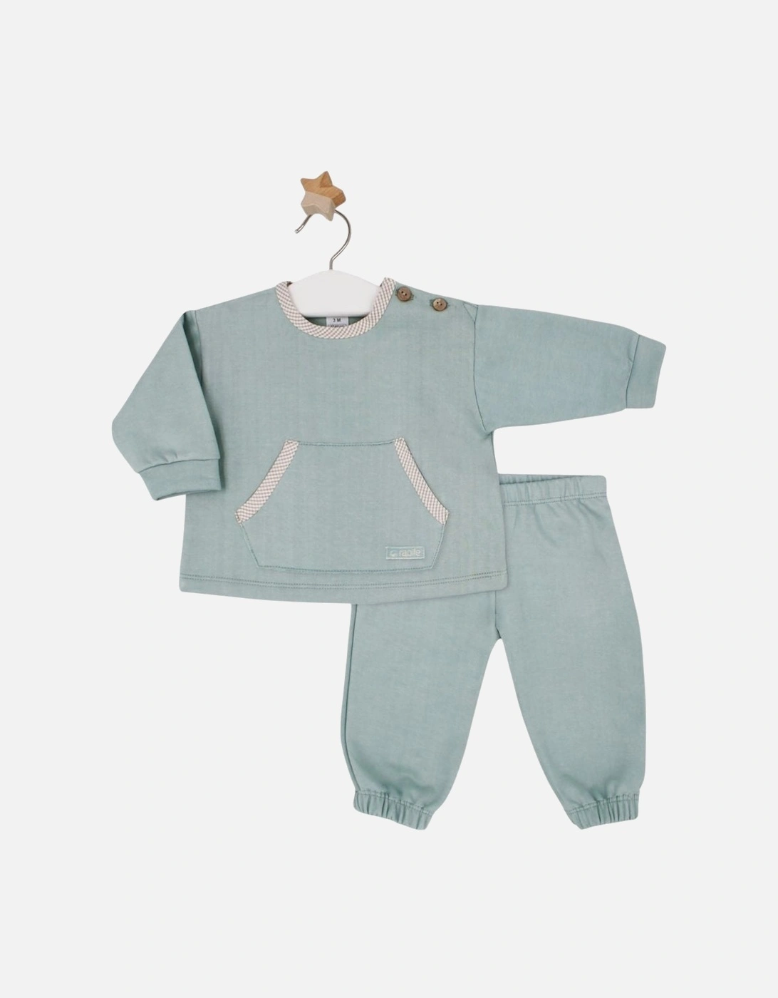 Boys Sage Green Jersey Tracksuit, 4 of 3