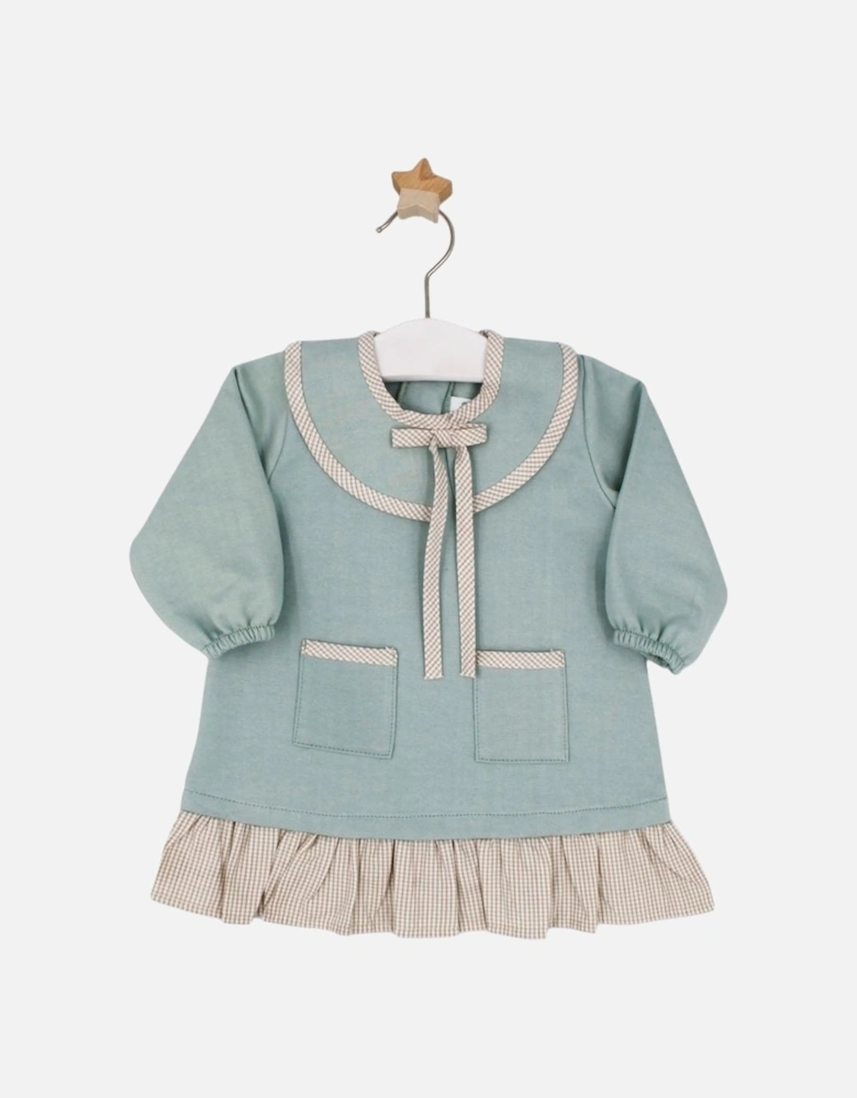 Girls Sage Green Collared Jersey Dress
