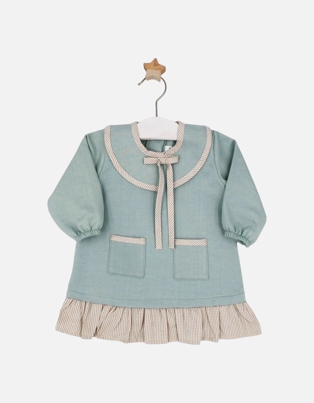 Girls Sage Green Collared Jersey Dress, 5 of 4