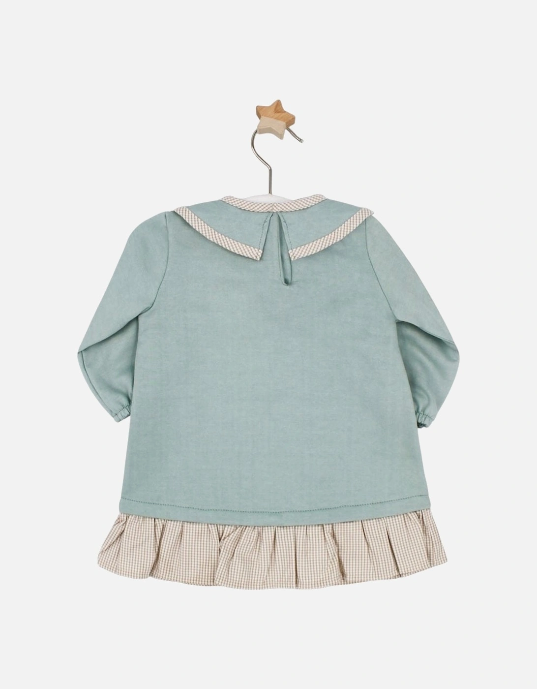 Girls Sage Green Collared Jersey Dress