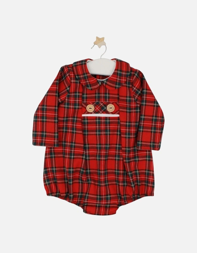 Boys Red Tartan Romper